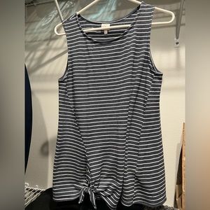 Kaileigh Navy and White Striped Knotted Tank